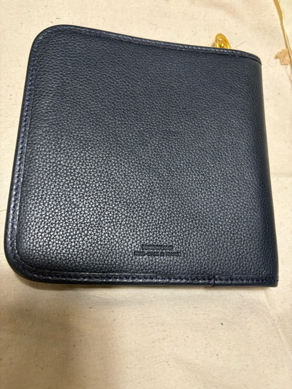 Longchamp Black Pebbled Leather CD holder with  Zip Pull - Picture 2 of 7